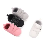 Double Hook and Loop Solid Color Diagonal Stripes Comfortable Walking Shoes for Babies