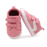 Double Hook and Loop Solid Color Diagonal Stripes Comfortable Walking Shoes for Babies - Image 2