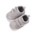 Double Hook and Loop Solid Color Diagonal Stripes Comfortable Walking Shoes for Babies - Image 4